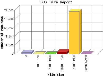 File Size Report: Number of requests by File Size.